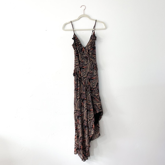 bebe Dresses & Skirts - Bebe Paisley Ruffle Asymmetrical Dress